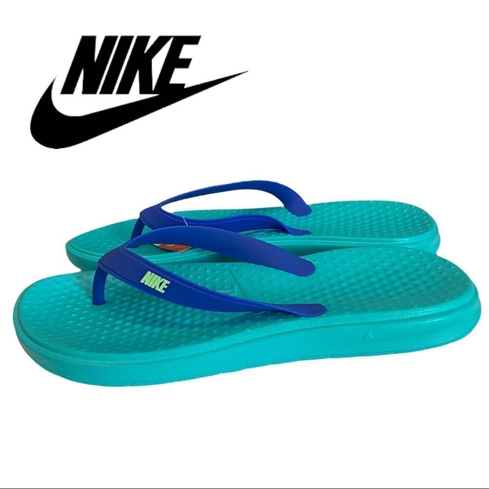 NEW Nike Men's Solay Hyper Jade / Lime Blast Slide Thong Sandals 15